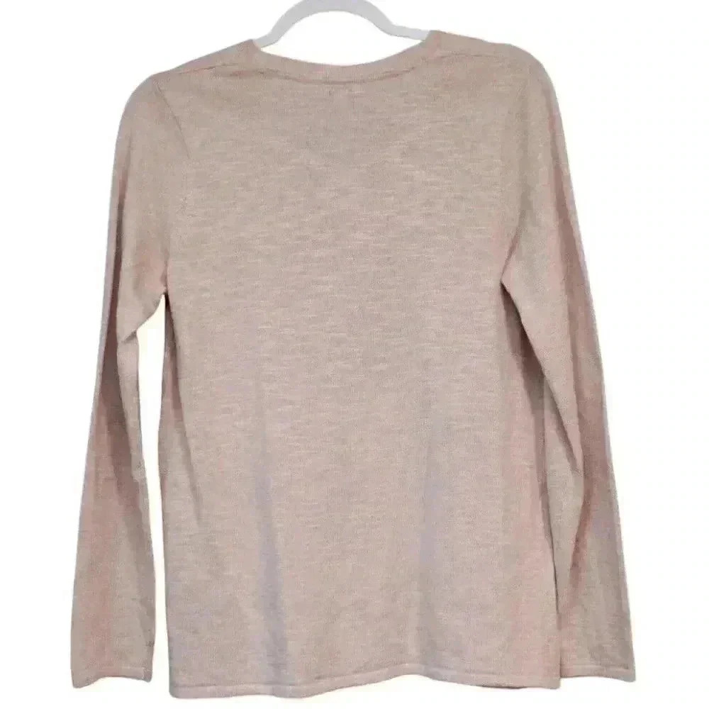NWT J Jill Blouse Small Pink Cotton Linen Lightweight Coastal Knit Long Sleeve - Picture 8 of 12